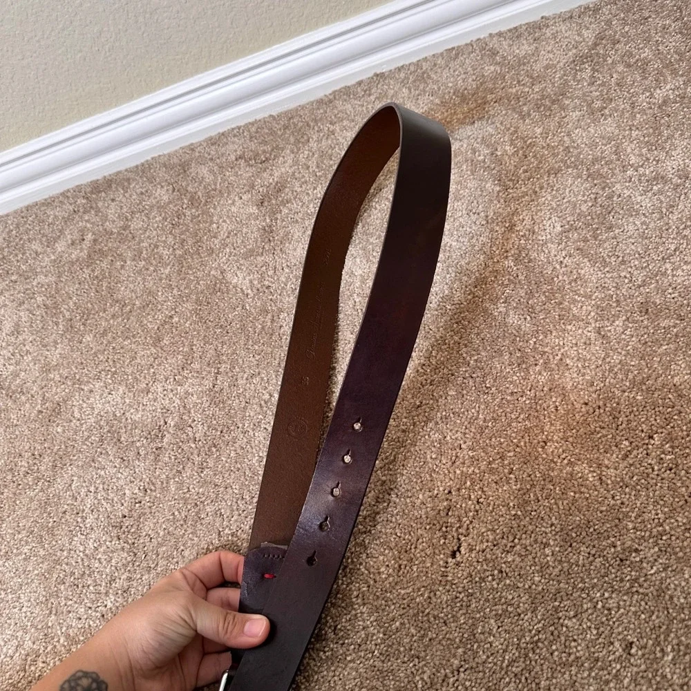 Torino Mens Brown Genuine Harness Leather Belt Size 36 Made in USA 5299L